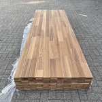 Ca. 72x Guyana Teak dekdelen gevingerlast, 21x90mm, lengte 400cm